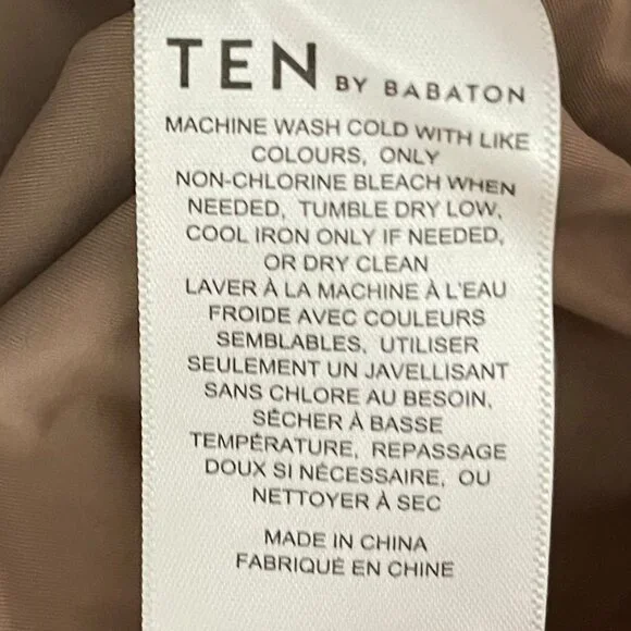 TEN by Babaton Small Tan Long Sleeve Mock Neck Ruch Detail Bodycon Dress - Picture 5 of 6